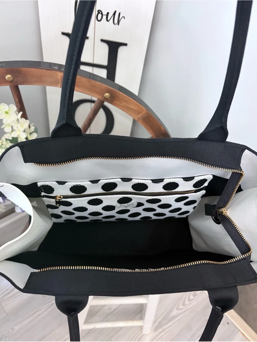 ♠️ kate spade Black and White Canvas Tote - IT'S IN THE BAG